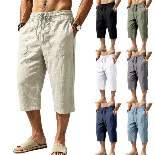Herren leinenshorts länge - 3/4,