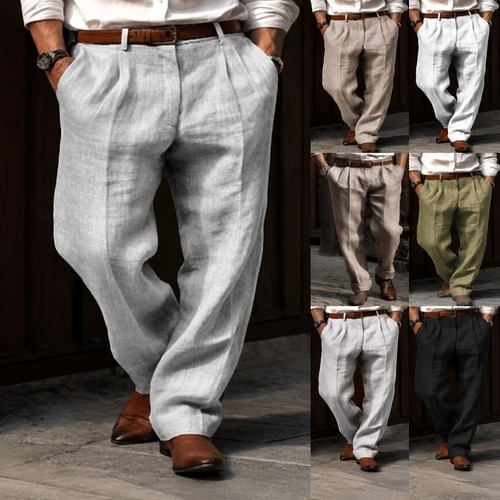 Herren baumwolle leinen hose - herren,
