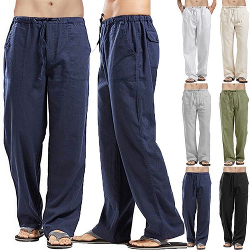 Herren kordelzug leinenhose - kordelzug,