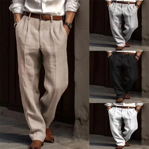 Herren baumwolle leinen hose - herren,
