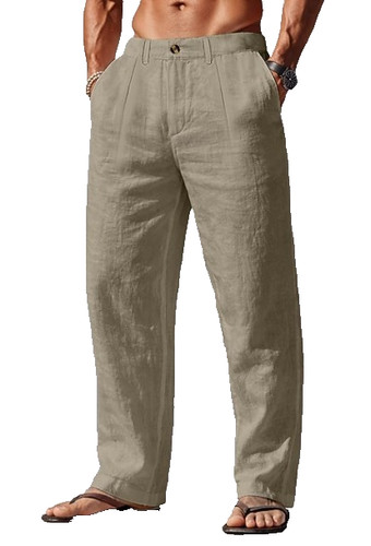 Herren leinenmix hose chaki - herren,